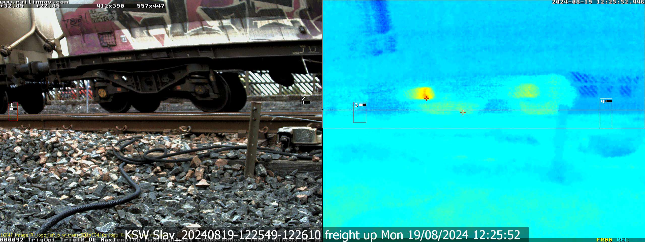 A heatmap from the thermal rail condition monitoring system